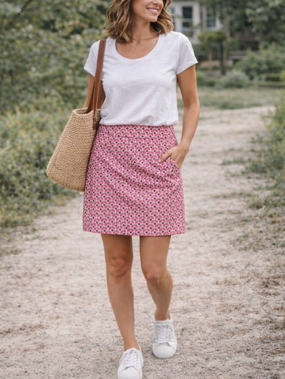 NWT Pink and dark gray geometric Ann Taylor Skirt